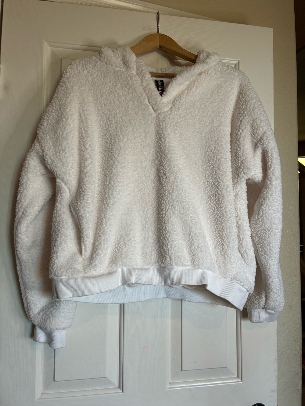 lukka Cream Sherpa Hooded Pullover Sweatshirt
